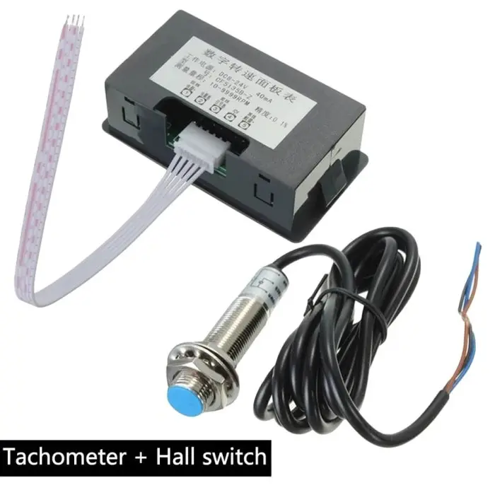 Tachometer Hall Proximity Switch Sensor Speed Rpm Meter LED Display WRR-2827 Biru Blue Hitam 0