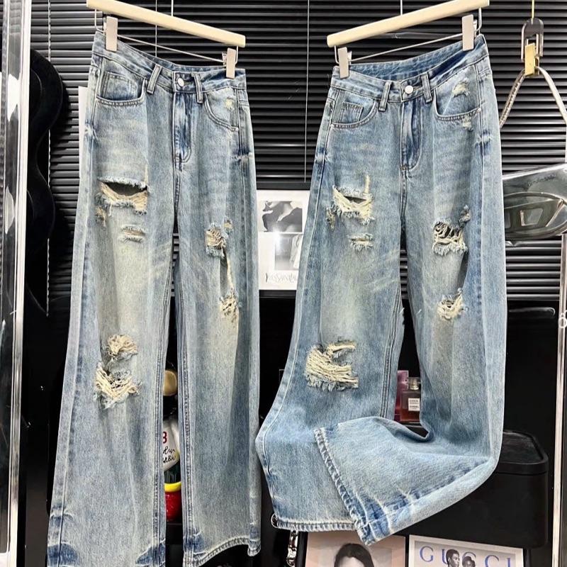 TATTA Jeans | Quần Jeans Xuông Rách Hottrend 2025  QCL1 - Nữ Women Pants Kem