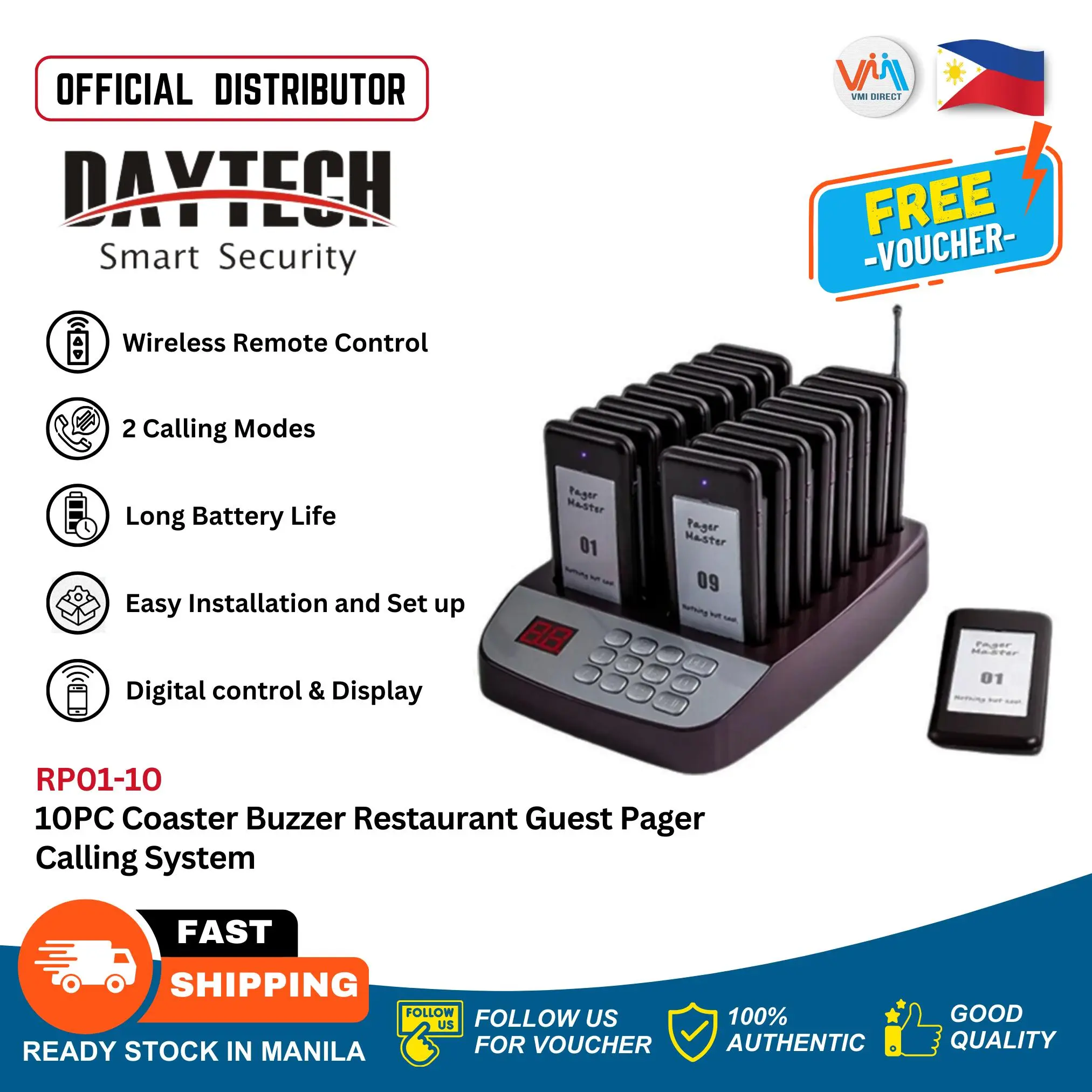 DAYTECH Queue Calling System Wireless Restaurant Calling System Table ...
