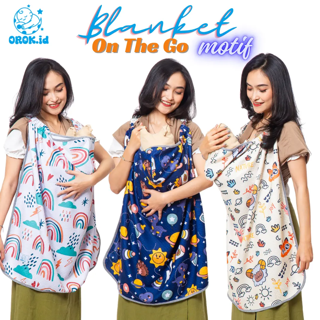 OROK.id Blanket On The Go Selimut Bayi Nursing Cover Penutup Menyusui 3in1 Diamond Knit Motif Pelindung Apron