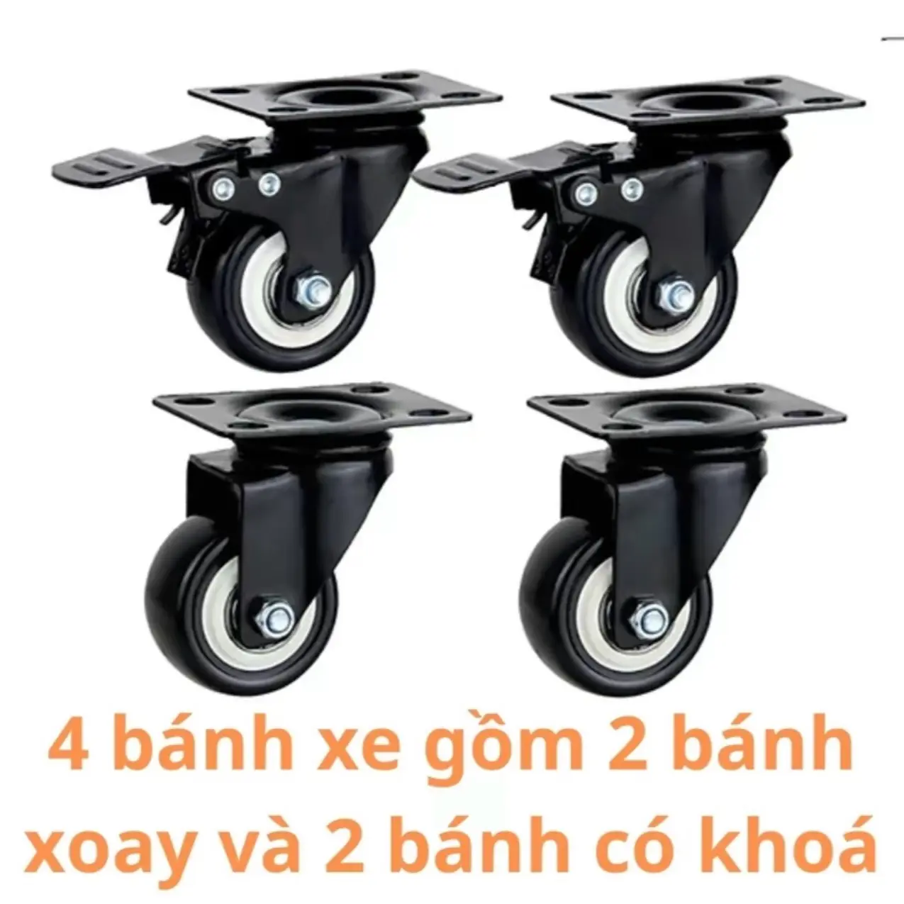 Bộ 4 Bánh Xe 4Cm Đen Trắng Đường Kính 4cm, Bánh Xe Chịu Tải 60kg 4 Bánh, Nhựa ABS Có Bi Hàng Chất Lượng, Giá Hợp Lí