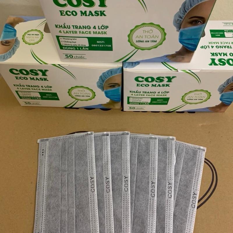 Khẩu trang y tế 4 lớp Cosy kháng khuẩn, thoáng khí, chống bụi bẩn ô nhiễm- hộp 50 cái 3