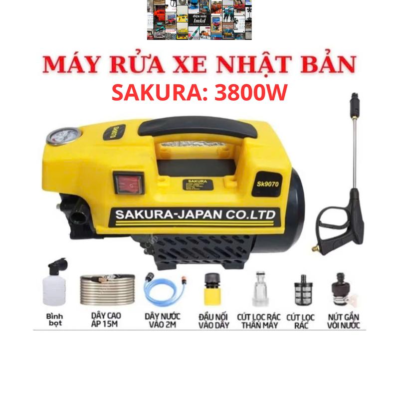 Máy rửa xe gia đình áp lực cao SAKURA 3800W không chỉnh áp.lõi đồng. bảo hành 12 tháng. lỗi 1 đỏi 1 trong 15 ngày