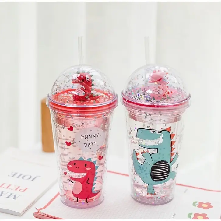 ￼Ly Uống Nước 2 lớp Hình Khủng Long Lấp Lánh Đủ Màu Đáng Yêu