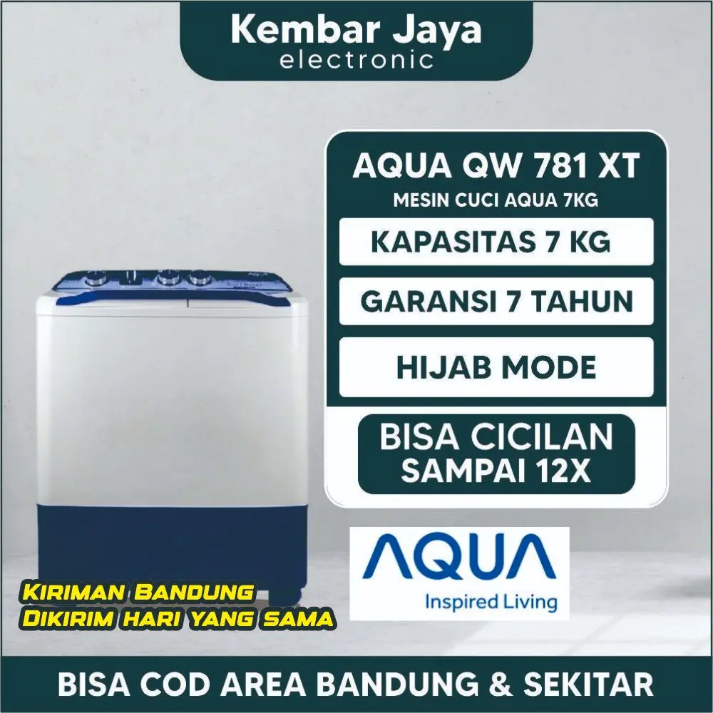 AQUA Mesin Cuci 2 Tabung 7 Kg QW-781XT Hijab Series 781XT GARANSI