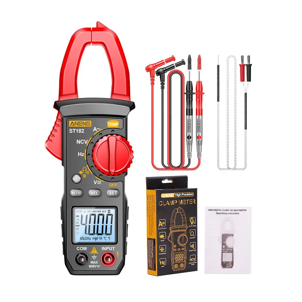 Auto-ranging Digital Clamp Meter, 4000 Counts AC/DC Voltage Current Temp Continuity Diode Clamp Meter, Multifunctional Measuring Instrument