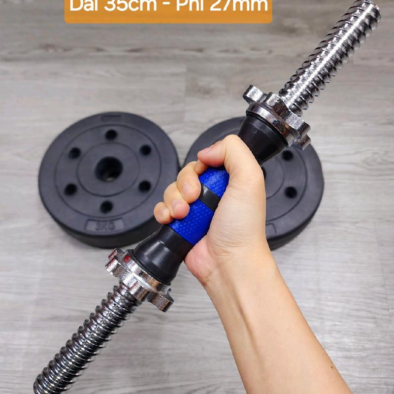 Đòn Tay Mạ Inox Cán Xanh 35cm Phi 25mm - Đòn Tạ Tay Minh Sport có sẵn giao liền !! 1