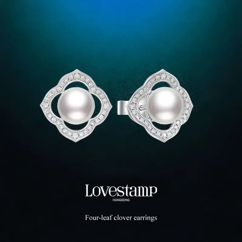 [New Product ] S925 Silver Clover Premium Pearl Earrings, niche design, versatile earrings for women ZZ0037