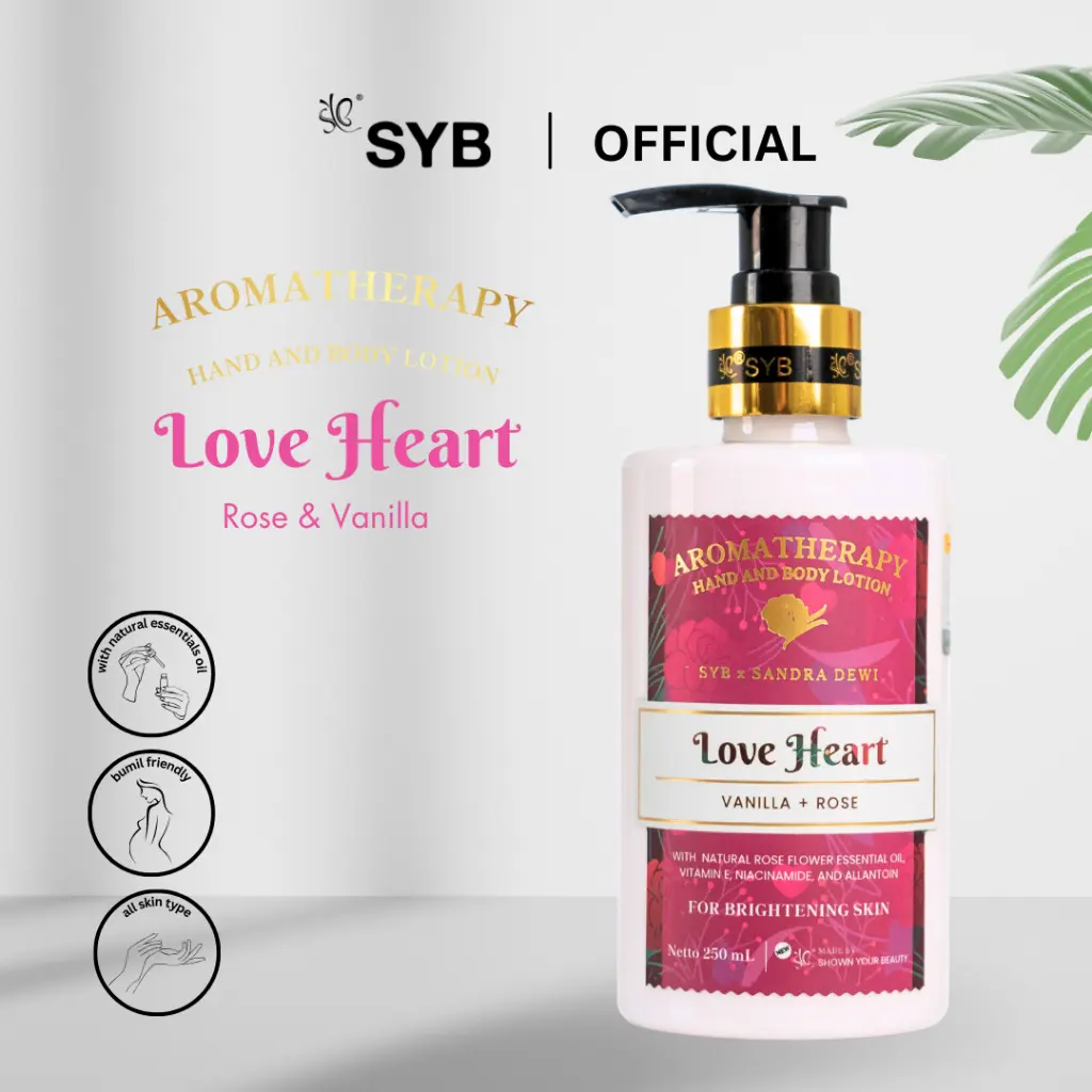 SYB AROMATHERAPY HAND AND BODY LOTION LOVE HEART Vitamin Mawar Bunga Wangi Extract