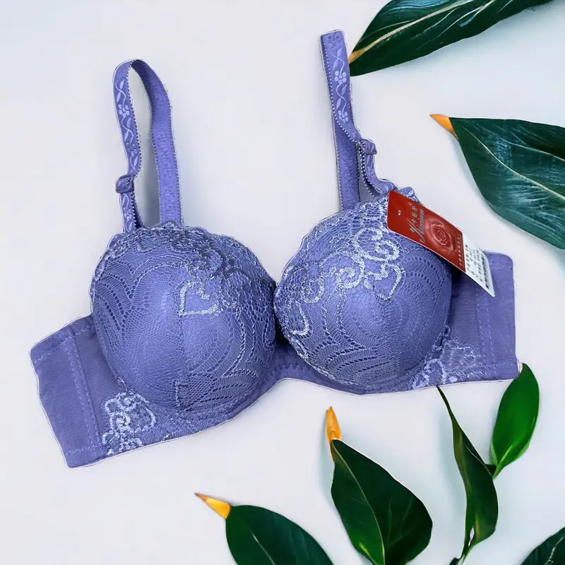 áo lót ren quyến rữ nâng vòng 1 siêu dày  5cm  MS: 817 Women Voi Nhung Viền Ren chỉ giặt tay 【 xám xanh lá 】 Kem áo  tạo khe ngực dày 4