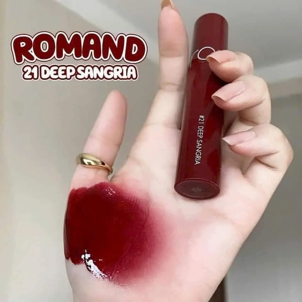 Son tint bóng romand màu 21 đỏ mận (Romand Juicy Lasting Tint 21 Deep Sangria) Cosmetic Trang Điểm Son Môi