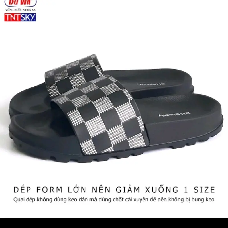 dép caro quai ngang nam nữ siêu nhẹ hàng DUWA chính hãng Đế Bằng 1