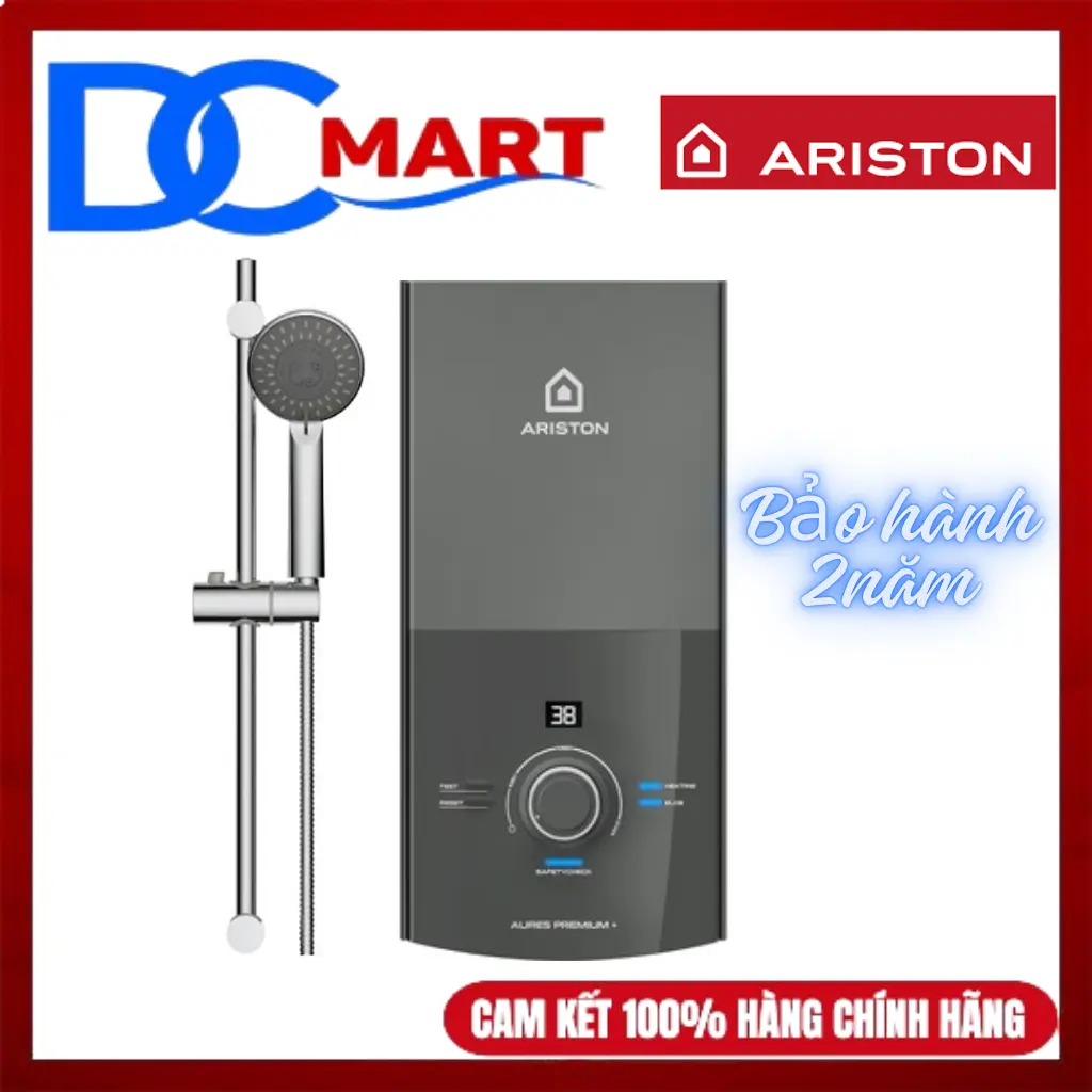 Máy nước nóng trực tiếp Ariston AURES PREMIUM+ 4.5P, 4500W, Residual Heat, ELCB, TSS, Ag+ kháng khuẩn