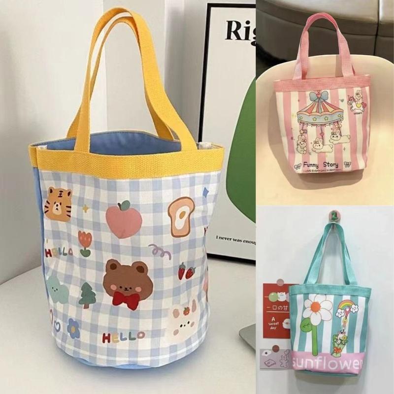  Túi Bucket Dễ Thương Tái Sử Dụng In Hình Hoạt Hình Xixigg Túi Xách Đựng Đồ Chất Liệu Vải Bố Túi Tote Sức Chứa Lớn Dành Cho Nữ 