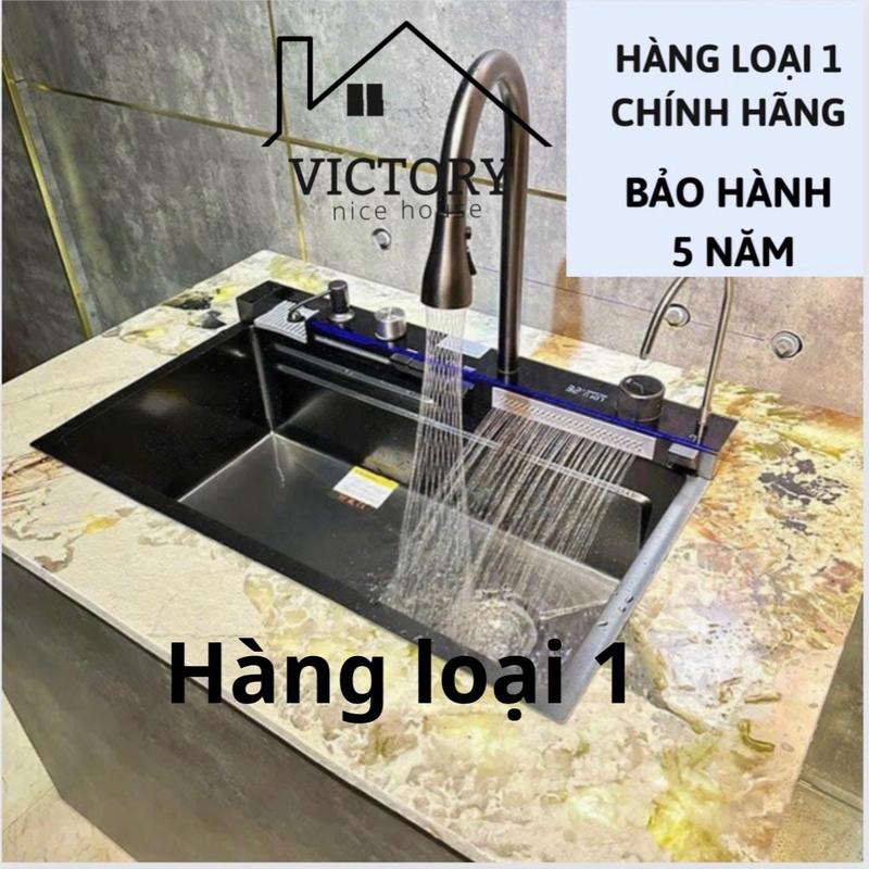 Chậu rửa bát 5 phím bồn rửa chén cao cấp Victory, inox SUS 304, đáy vẩy karo chống bám dính