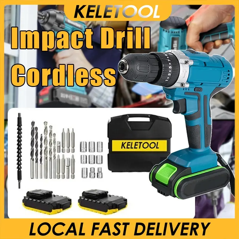 588v Electric Drill Impact Drill Cordless Drill Set Professional Hand Drill Power Screwdriver Drill Tool with Battery
