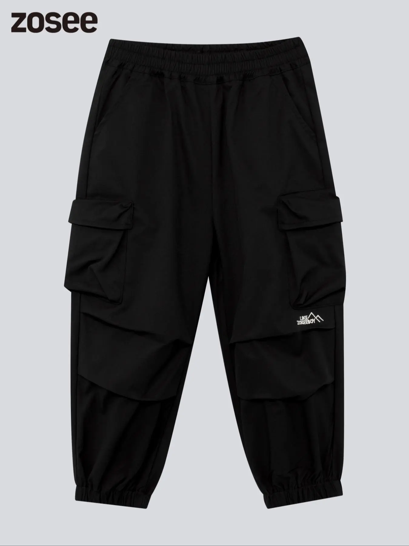 Boy's Letter Embroidery Pocket Cargo Pants, Casual Elastic Waist Trousers for Fall & Winter, Kids Bottoms for Daily Wear