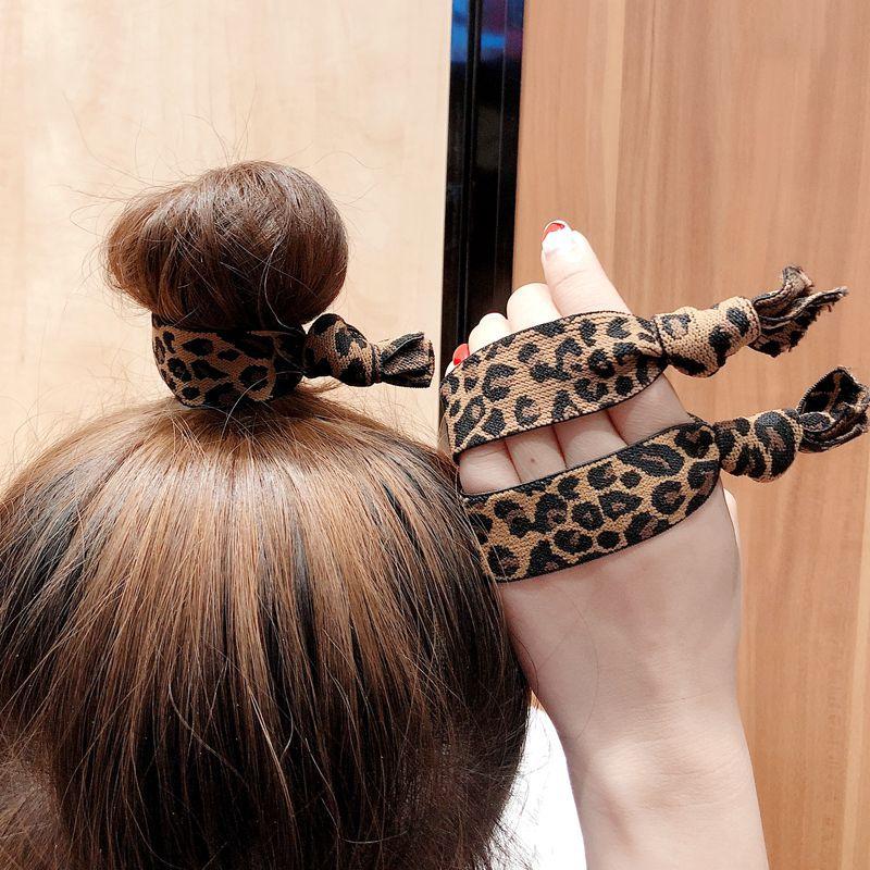 Product Introduction of Korean Style Simple Colorful High Elastic Rubber Band Bracelet Tie up a Bun Hairstyle Leopard Print Hair Rope 2