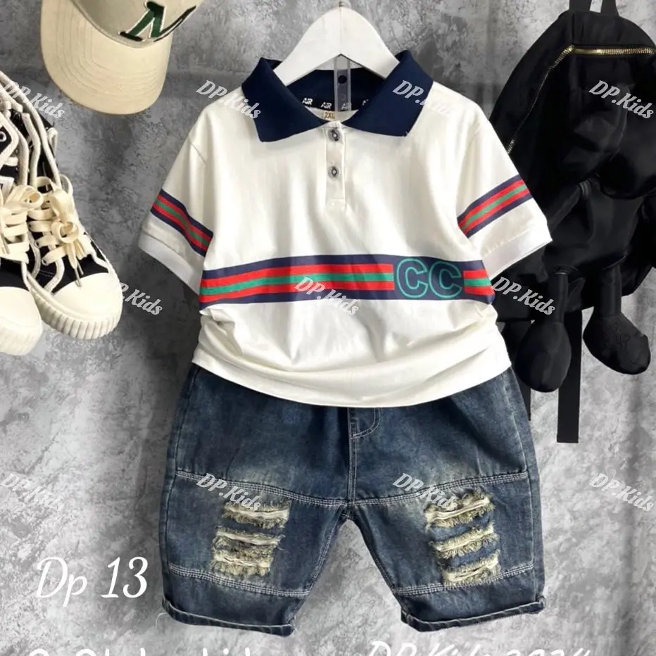 HG84 - SET BỘ ÁO POLO MIX QUẦN JEANS SZ ĐẠI CỒ CHO BÉ TRAI 30-45kg