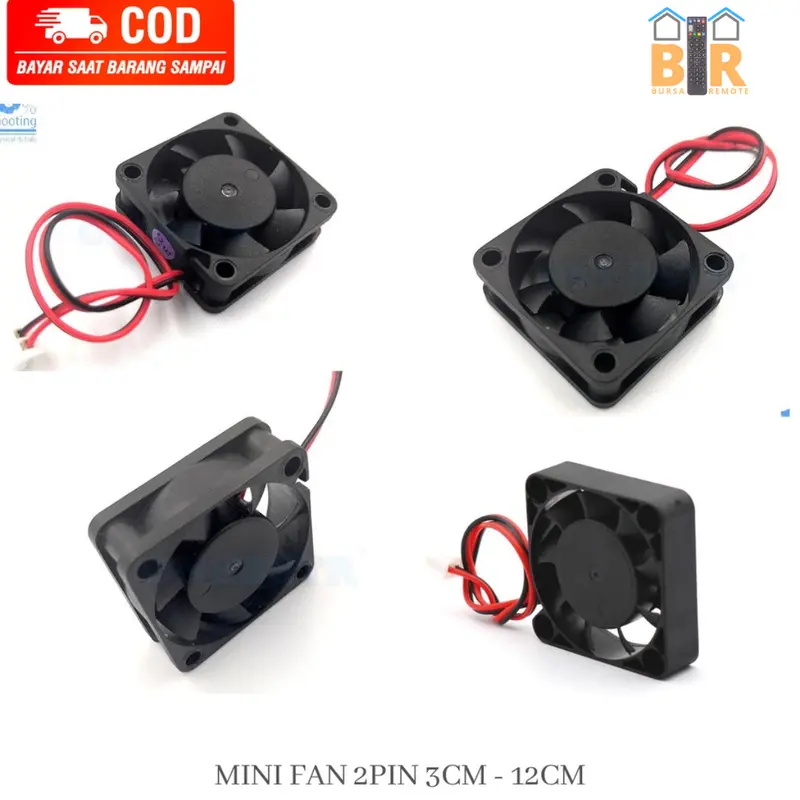 MINI COOLING FAN DC 3010 4010 4020 5012 6010 6015 6025 7015 8025 9025 12025 3CM - 12CM 12V CPU include connector 2 PIN hitam computer Laptop Pc 1