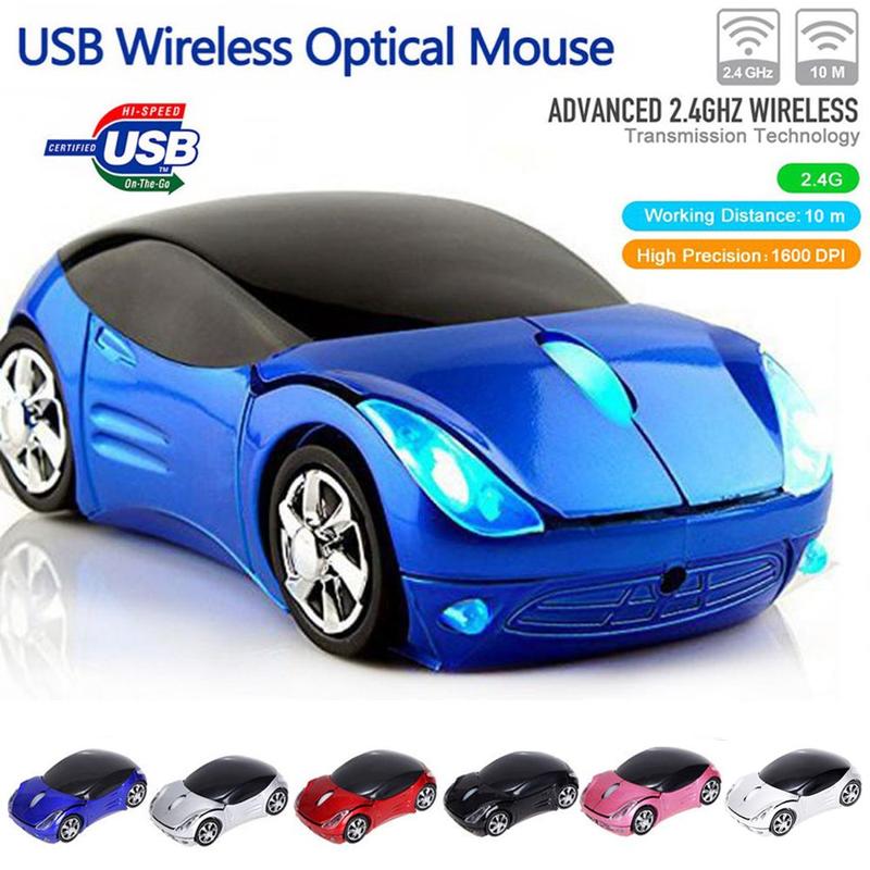 Đổi mới Cầm tay Quang học Chơi game Bộ thu USB Chuột không dây Chuột 2,4 GHz Hình dạng ô tô 3D For PC Máy Tính Xách Tay