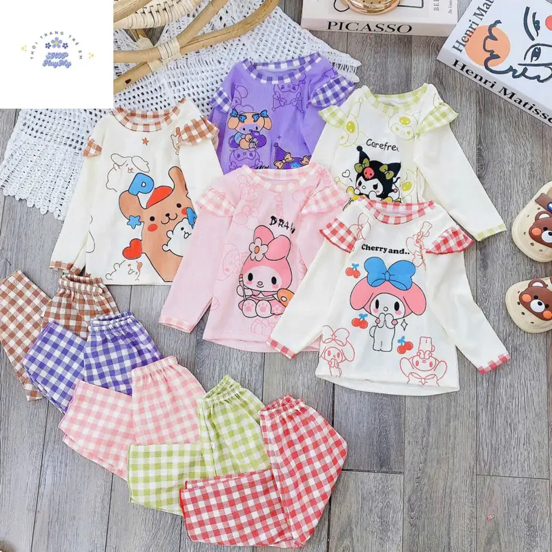 [MS7] Bộ  Dài Tay Thun Tăm Cánh Tiên + Com Bo giá hời Cho Bé Gái Phối Quần nhiều họa tiết  Dễ Thương Cho Bé Gá từ 5-16kg ,mềm mại,thông thoáng. 0