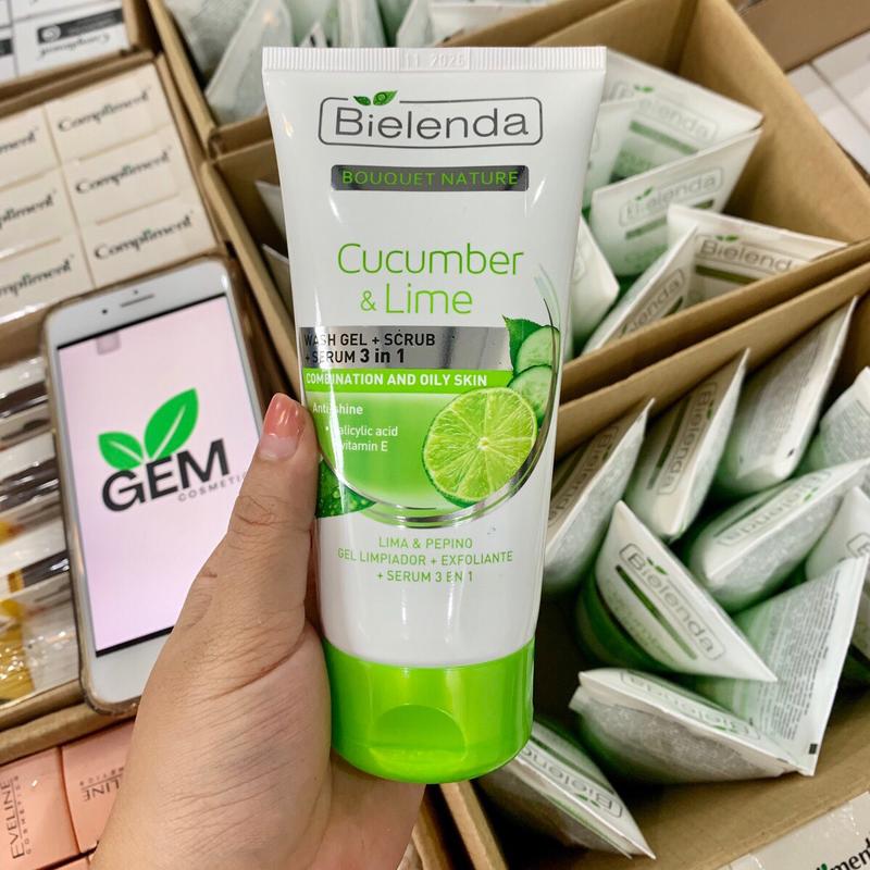 Sữa rửa mặt Bielenda Dưa chuột, Chanh & Trà Xanh làm sạch sáng mịn da, cấp ẩm và ngăn ngừa mụn – 150ml