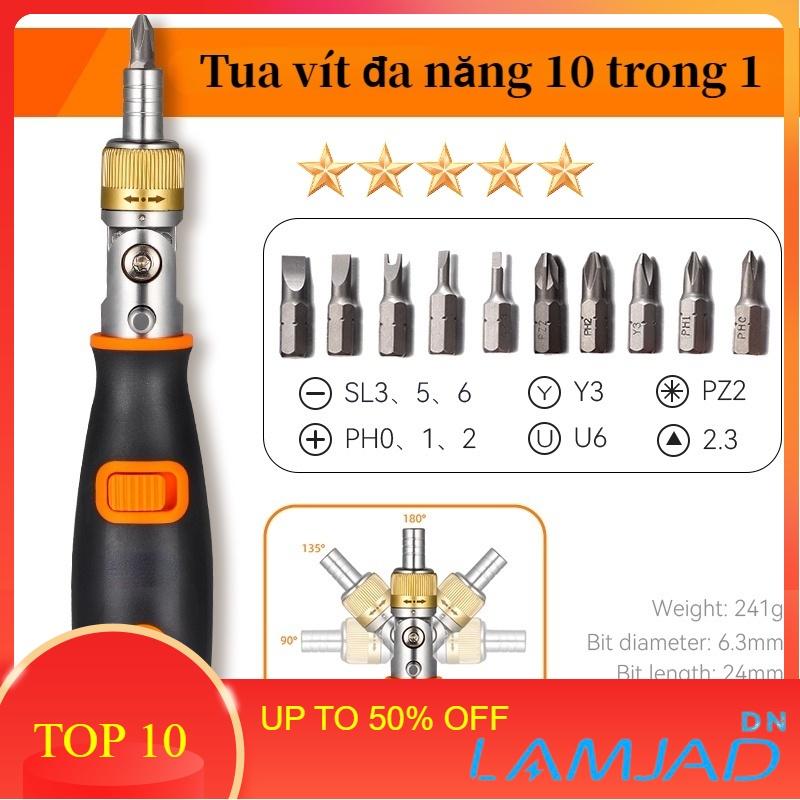  Bộ tuốc nơ vít mini đa góc 180 độ 2 chiều tiên tiến + 10 đầu vít chuyên dụng chất lượng cao không rỉ sét - Gia dụng điện tử BoiBoi 