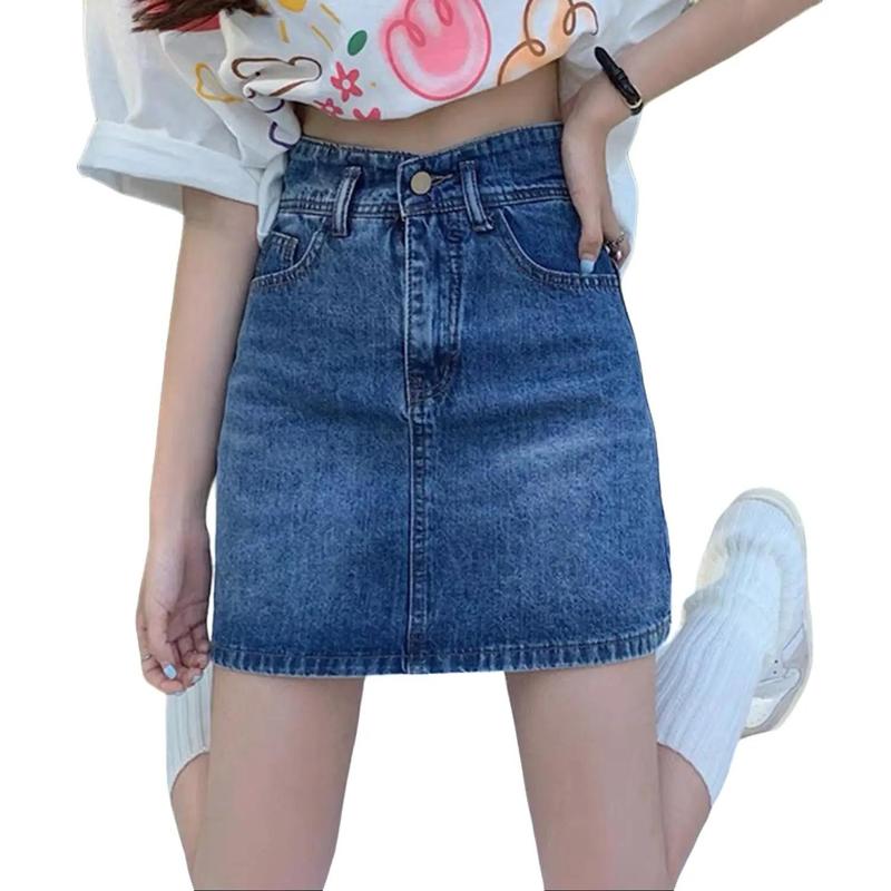  Chân Váy Jeans Ngắn Bigsize Lưng Cao Có Quần Bảo Hộ Co Dãn Mạnh Màu Xanh Mài 4406 Nữ Voan Women quần  jeannữ 