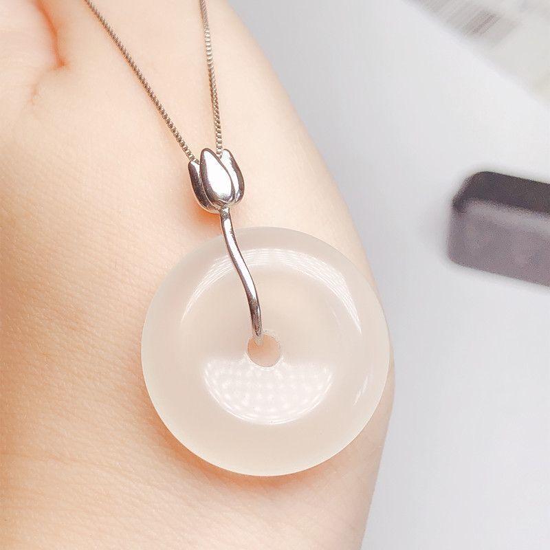 Khóa Hòa Bình Hoa Sen, Móc Cài Bạc 925, Móc Cài Mặt Dây Chuyền Vàng, Có Thể Tháo Rời, Mặt Dây Chuyền Ngọc Bích Tự Làm, Móc Cài Ngọc Bích, Thiết Kế Đơn Giản Và Thanh Lịch 4