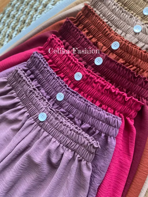 CELIKA || RAISA Celana Kulot Wanita Airflow Krinkel Premium | Celana Kulot Raisa Button | Celana Kulot Polos Premium 8