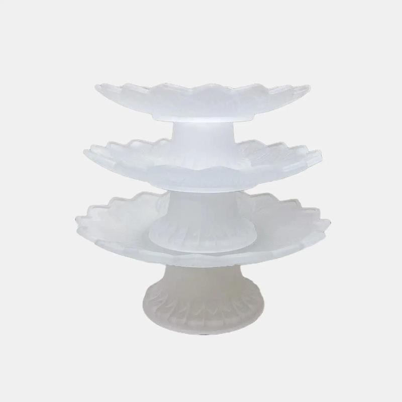  Dĩa Trái Cây Thờ Cúng Lưu Ly Trắng Nhiều Cỡ Có Hoa Sen In Nổi 