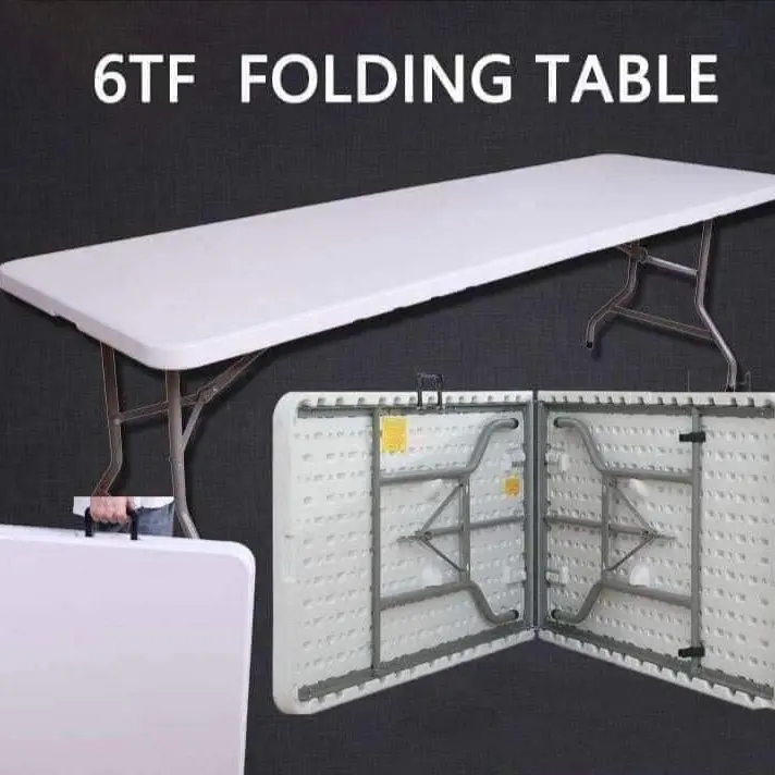 High-Quality 6 Ft Foldable Table 8 Seater in White Aluminum for Events - Modern Rectangular Style