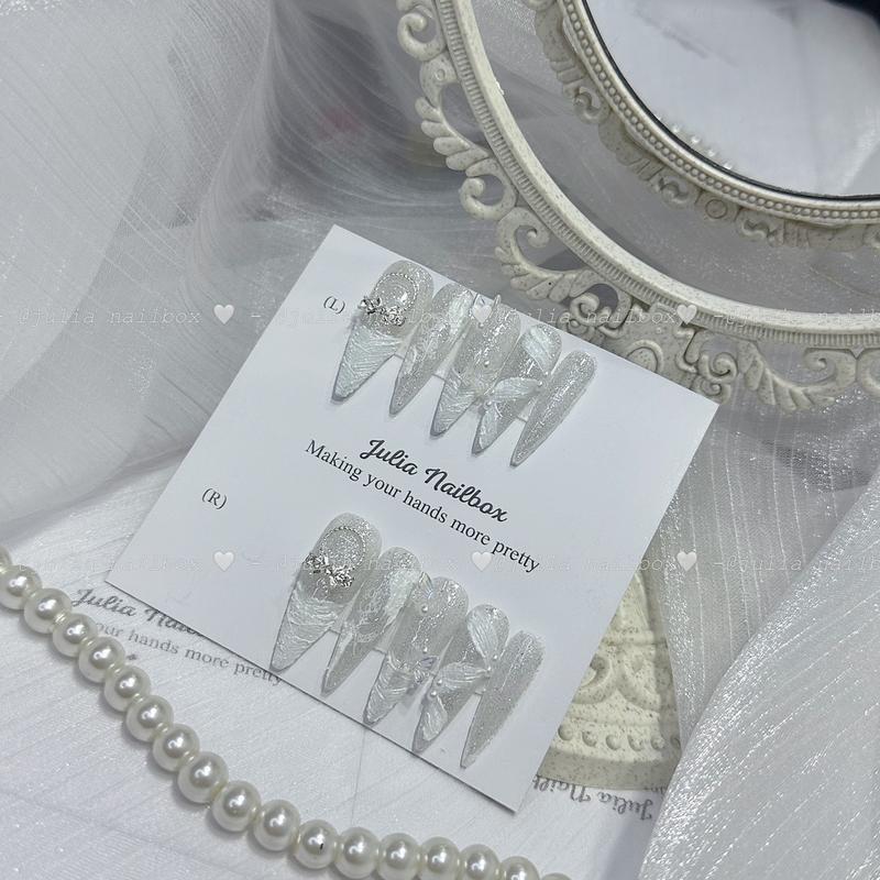 JuliaNailbox Mã 297 Móng tay giả thiết kế thủ công sơn gel tặng kèm keo miếng dán dũa bông lau móng gắn dễ dàng tiện lợi có thể tái sử dụng Nữ