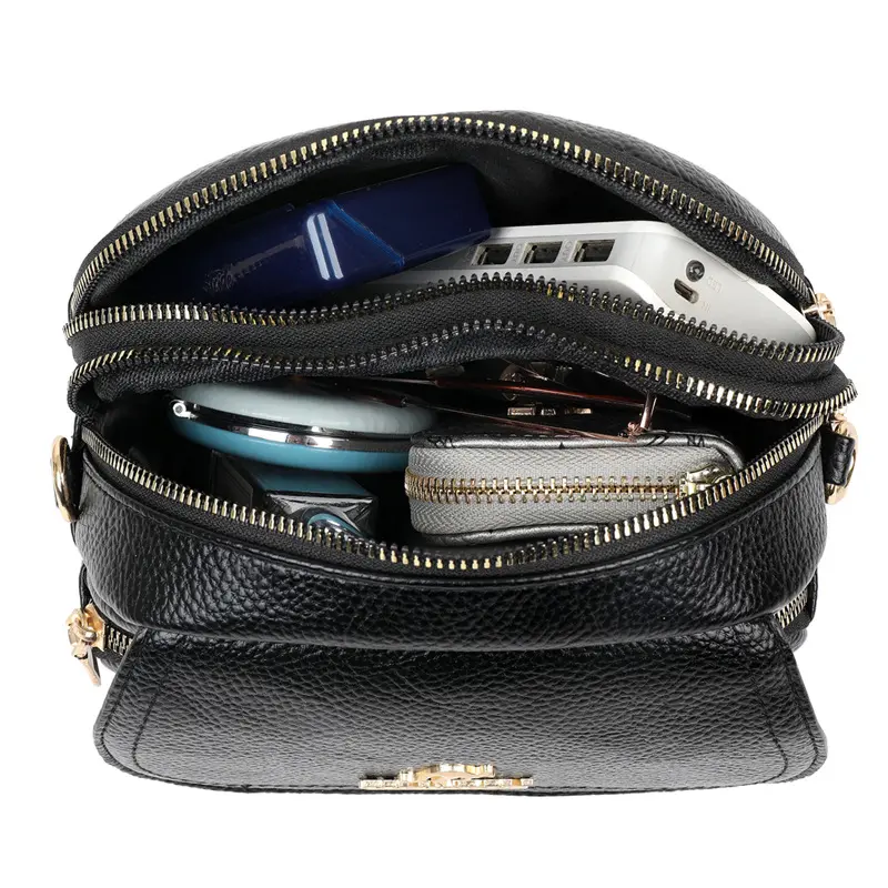 TAS SELEMPANG WANITA 3 RESLETING JINGPIN KULIT HITAM AZADA KECIL KEKINIAN REMAJA CEWEK BATAM TA520B5  PREMIUM KOREA SLING BAG 3
