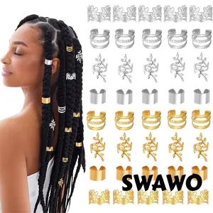 [Swawo] 40 Pcs Aksesoris Rambut Alloy Cincin Hias Pinggiran Topi Wig Dreadlocks Tribal A752
