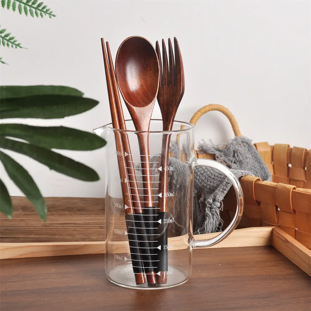 Bộ Đồ Ăn Bằng Gỗ Di Động, Mộc Mạc, Thân Thiện Với Môi Trường, Thủ Công, Muỗng, Đũa, Nĩa, Bộ Đồ Ăn Tối, Ngũ Cốc, Bộ Đồ Ăn Di Động Tự Nhiên Để Ăn Uống Ngoài Trời