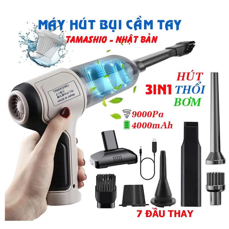 Hàng loại 1 Máy Hút Bụi Cầm Tay Không Dây TAMASHIO Nhật Bản Hút Giường Nệm Lông Chó Mèo Máy Hút Bụi Ô Tô Làm Sạch