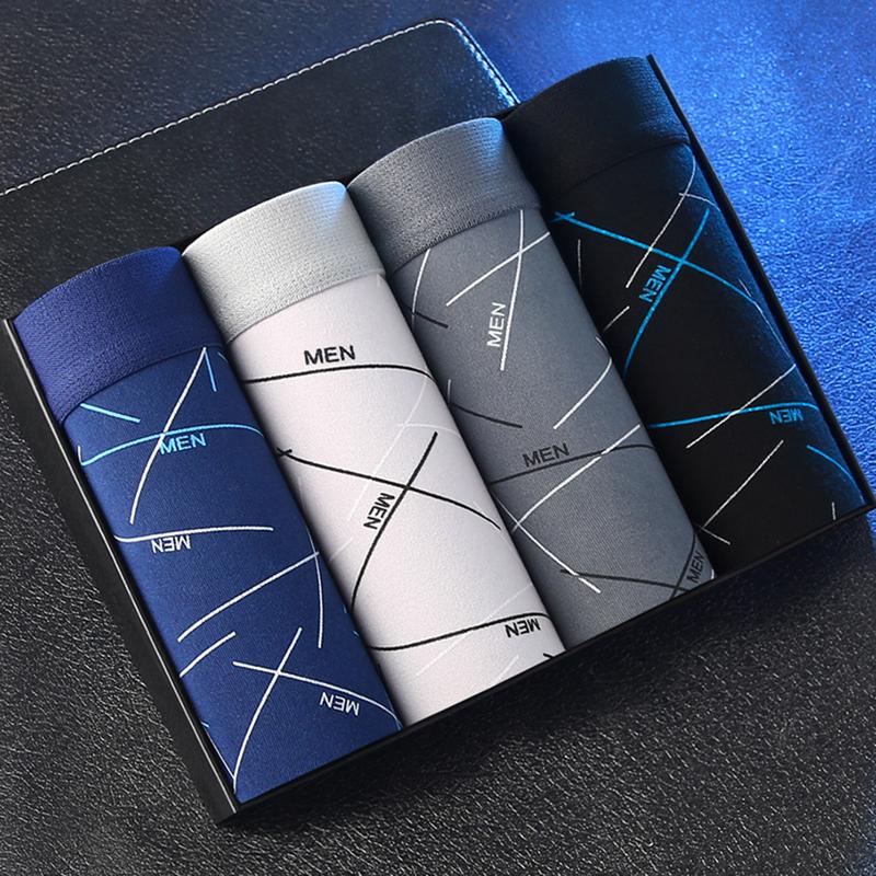 Men Underpants Elastic Mid Waist Letter Striped Print Seamless Soft Breathable U Convex Quick Dry Moisture-wicking Firm Stitching Men Underpants Underwear Spandex Casual Boxers Simple Day Menswear Beige Plain Smooth Geometric Human Innerwear 0