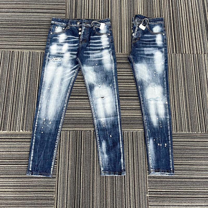 Quần jean d2 wash bạc rách nhẹ có lót dập nhăn túi 4 cúc bản đẹp Menswear Nam Pants Có Túi
