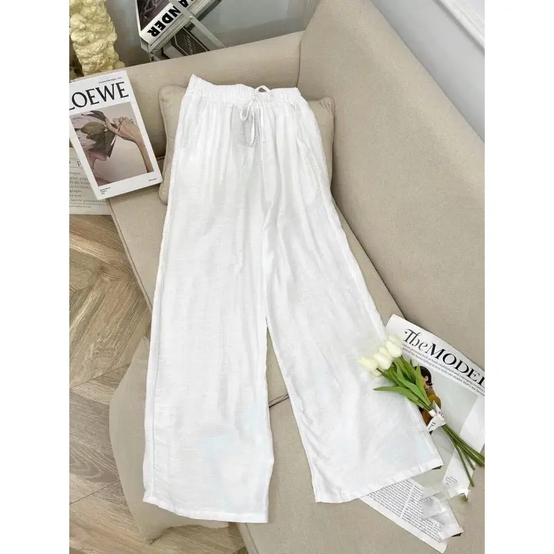 Quần Đũi Tơ Xước Quần Rộng Ống Xuông Quần Cạp Chun Size 40-73kg mặc mùa hè mát lạnh Nữ Women Pants Ong 1