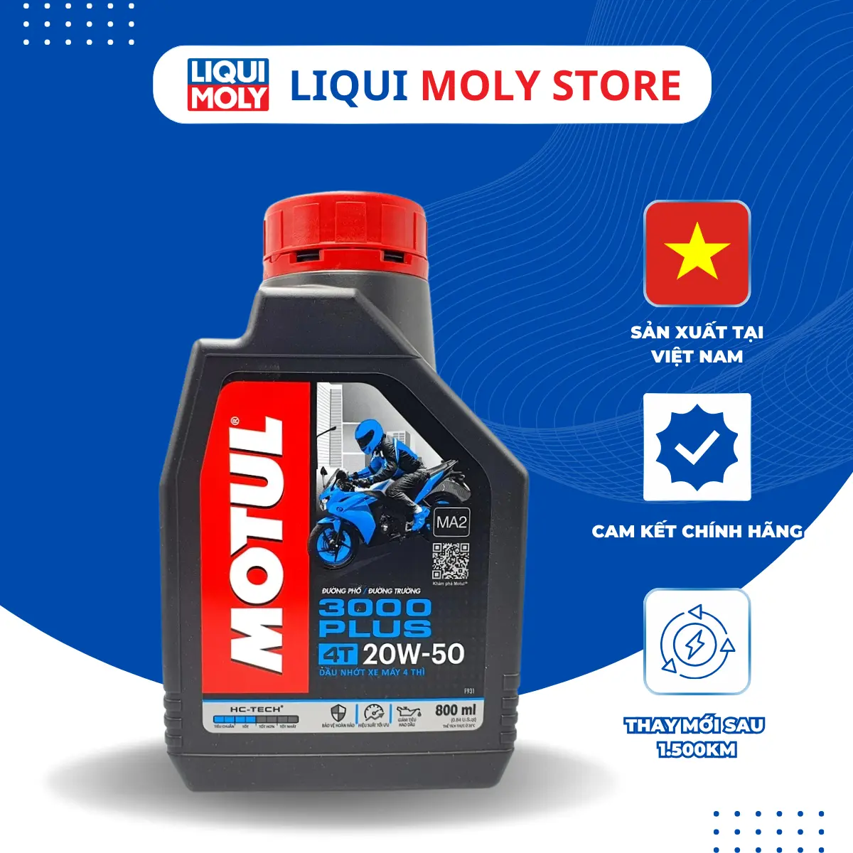 Dầu nhớt xe số Motul 3000 plus 20W50 4T T cho động cơ 4 thì Honda Yamaha Suzuki SYM