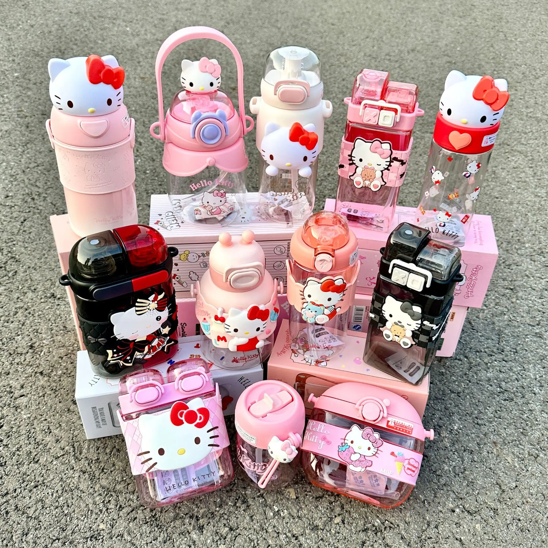 Hellokitty Hello Kitty Series Plastic Cup New Online Influencer Cute Children's Straw Student Good-looking Water Cup