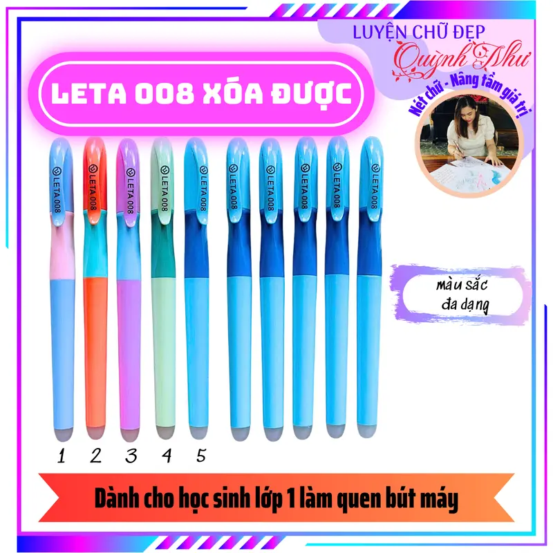 Bút Leta 008, Bút Máy Xóa Được, Ngòi Kim Tinh Êm Trơn - Bút Máy Luyện Chữ Đẹp 6