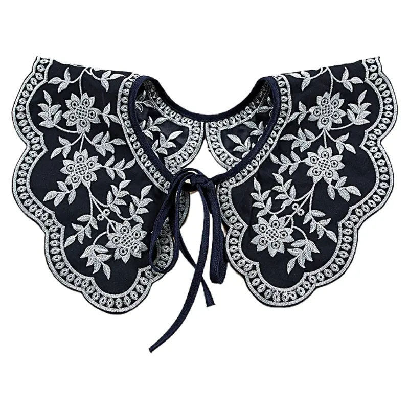 Cổ Áo Giả Hoa Thêu Jacquard, RUNZE, Thanh Lịch Và Cổ Điển, Ruy Băng Buộc Dây, Khăn Choàng Lớn, Vòng Cổ Và Áo Choàng Ngắn, Thích Hợp Cho Mũ Lưỡi Trai Poncho