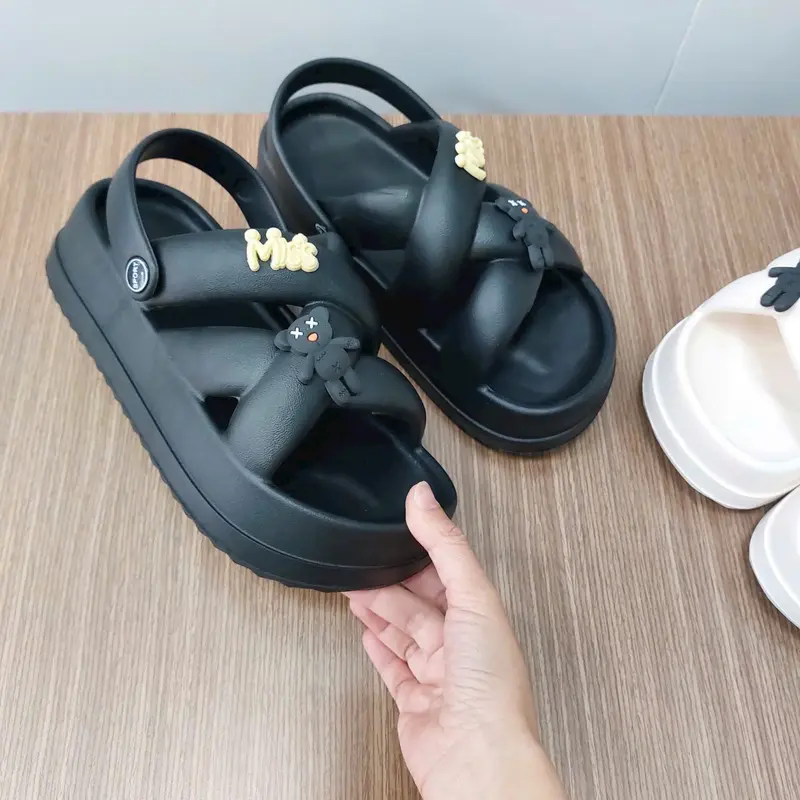 Dép Sandal gắn sticker HÌNH CÚN MÈO chất eva siêu bền nâng 5cm chiều cao 6