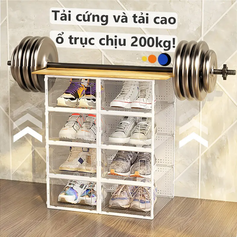 COLORFUL Hộp Đựng Giày Nắp Nhựa Cứng, Hộp Để Giày Dép Cửa Nắp Ngang Lắp Ghép Thông Minh Chịu Lực 2