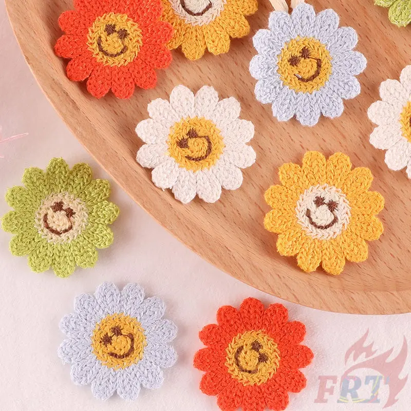 แพทช์ปักลาย ลายดอกทานตะวันน่ารัก 1 ชิ้น อุปกรณ์เย็บผ้า Applique DIY อุปกรณ์เสื้อผ้า