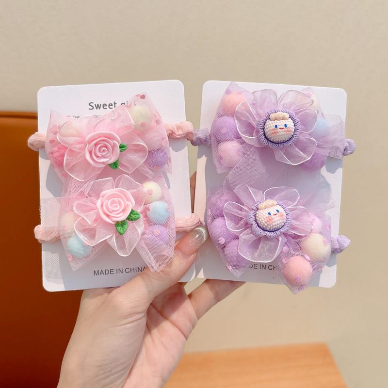 Bộ Dây Buộc Tóc Nơ Ren Hoạt Hình, Dành Cho Bé Gái Ngọt Ngào, Dây Buộc Tóc Đuôi Ngựa Trẻ Em, Dây Cao Su 4