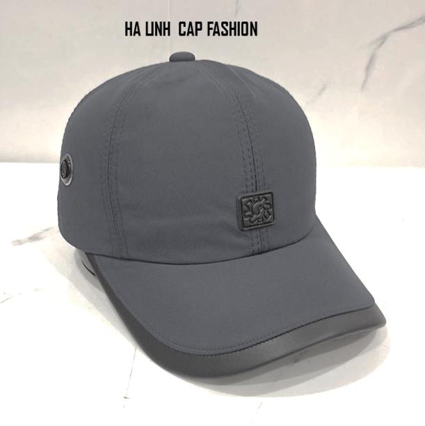 Mũ Lưỡi Trai Nón Kết Vải Dù Logo chữ nhật Thời Trang Nam Nữ Cao cấp (A73- Xám)